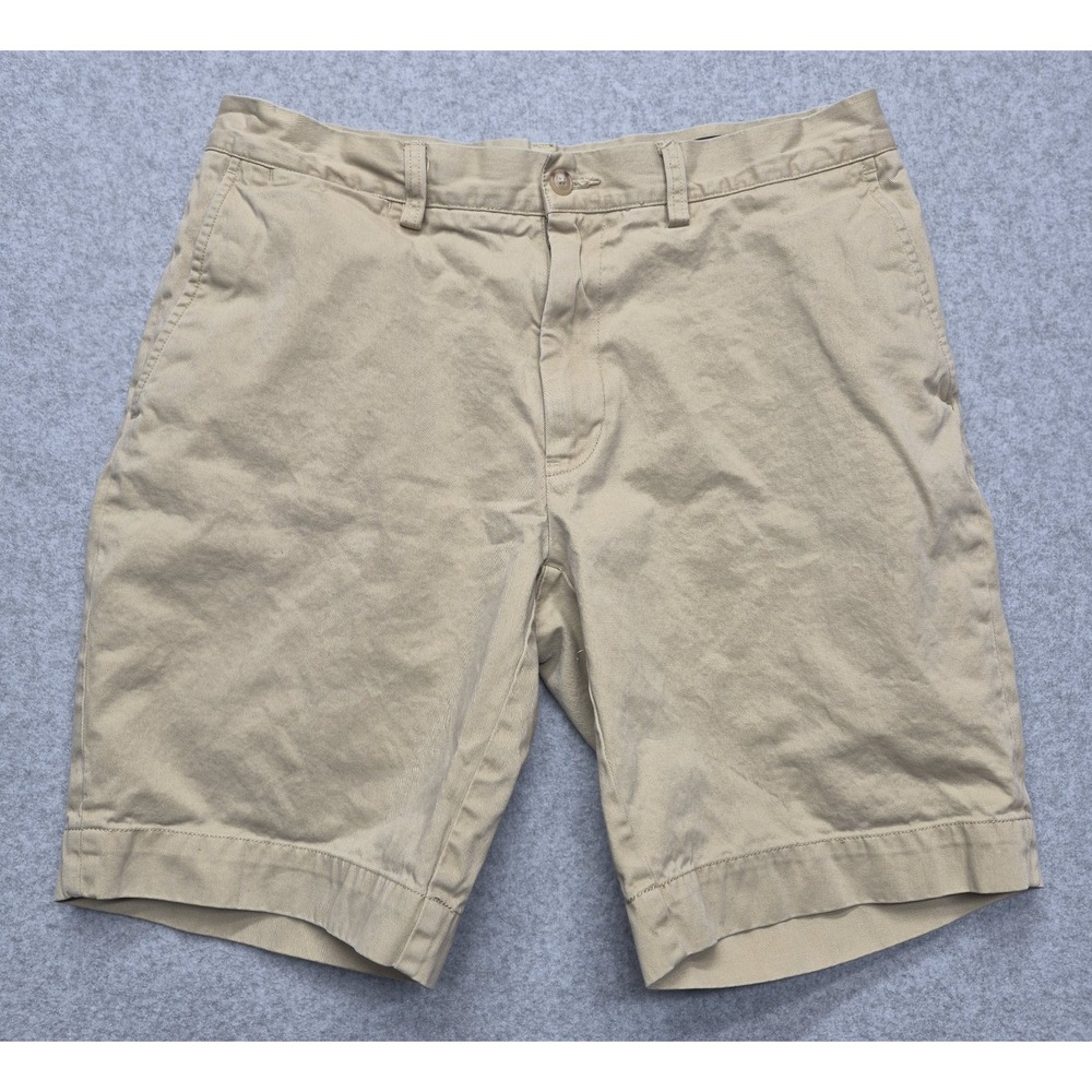 Polo Ralph Lauren Shorts Mens 33 Classic Fit Khaki Beige Flat Front Chino Preppy